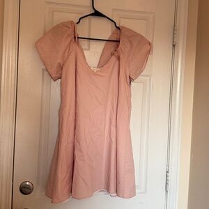 Adrienne Blush Pink Off-Shoulder Ruffle Mini Dress Size S